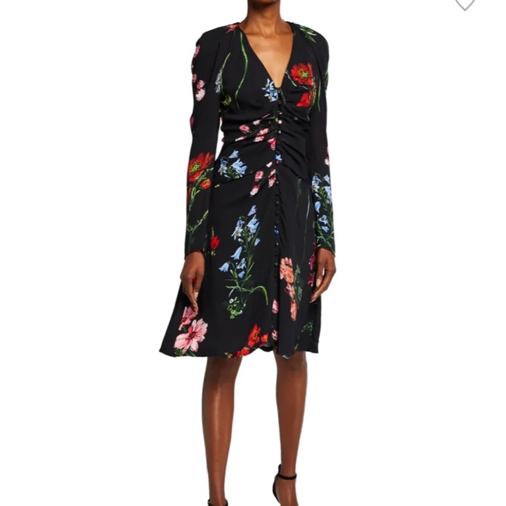 Lela Rose ruched floral dress